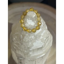 ANILLO CALCITA AMARILLA FACETADO GOMA AJUSTABLE