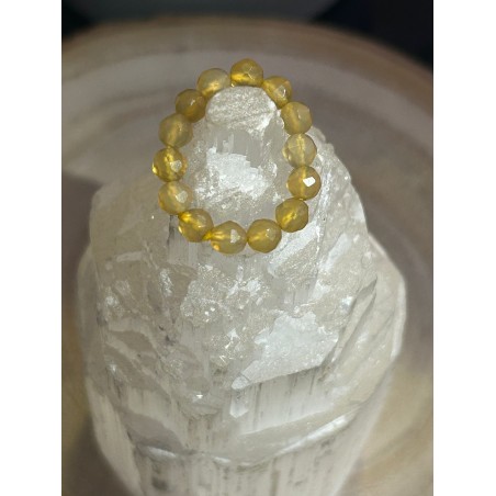 ANILLO CALCITA AMARILLA FACETADO GOMA AJUSTABLE