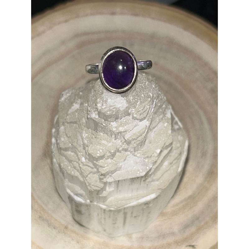 ANILLO AMATISTA EN PLATA DE LEY 925 AJUSTABLE