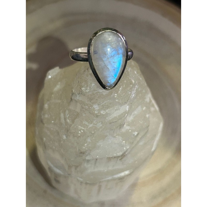 ANILLO PIEDRA LUNA EN PLATA DE LEY 925 AJUSTABLE