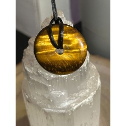 COLGANTE OJO DE TIGRE PULIDO EN FORMA DE DONUT
