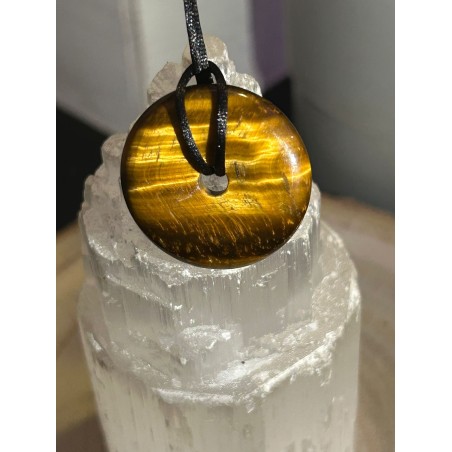 COLGANTE OJO DE TIGRE PULIDO EN FORMA DE DONUT