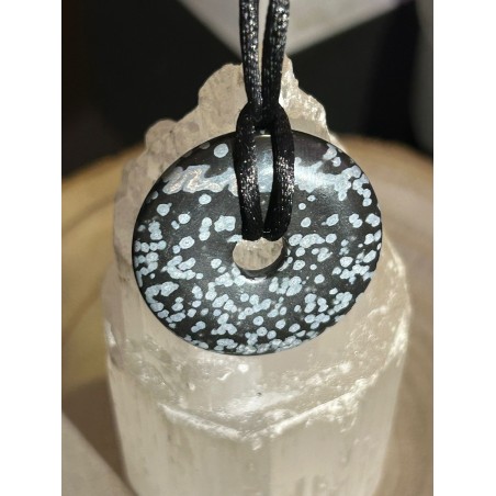 COLGANTE OBSIDIANA NEVADA PULIDO EN FORMA DE DONUT