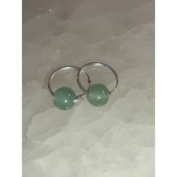 PENDIENTES ARO CUARZO VERDE PULIDO EN PLATA