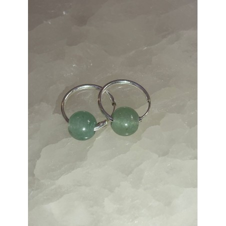 PENDIENTES ARO CUARZO VERDE PULIDO EN PLATA