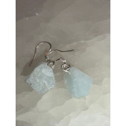 PENDIENTES AGUAMARINA BRUTO EN PLATA DE LEY DE 925