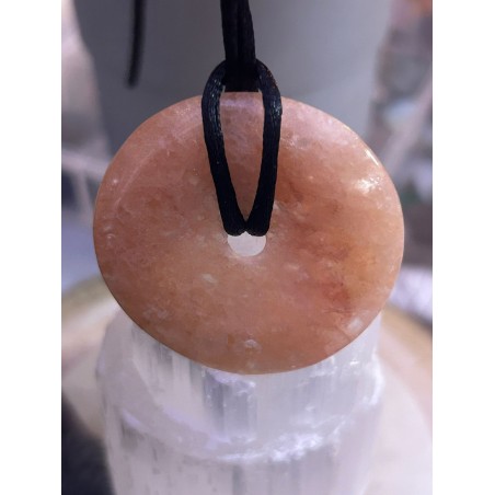 COLGANTE CUARZO HEMATOIDE PULIDO NARANJA EN FORMA DE DONUT