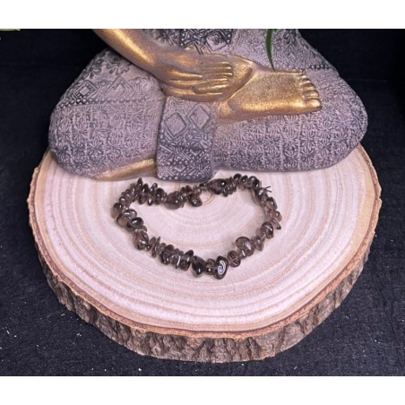 PULSERA CHIPS CUARZO AHUMADO