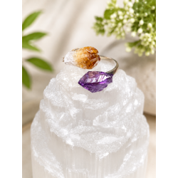 Anillo Ajustable de Amatista y Citrino en Bruto