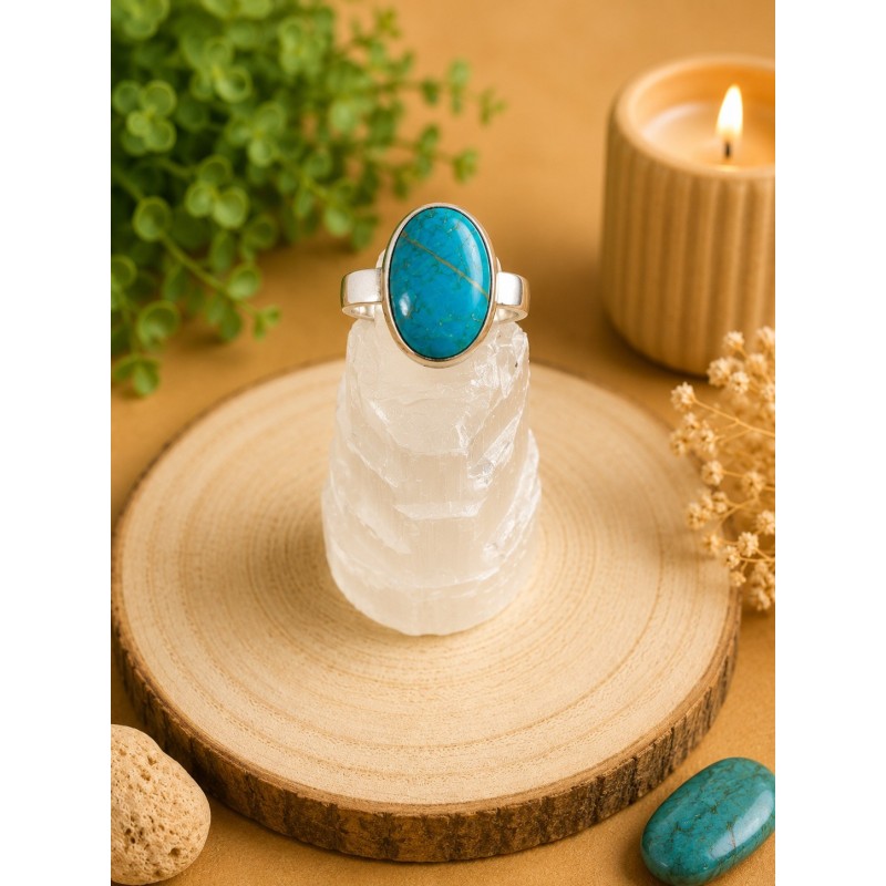 Anillo ajustable de Plata de Ley 925 con Crisocola
