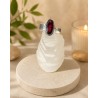 Anillo ajustable de plata de ley 925 con granate facetado