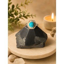 Anillo ajustable de plata de ley 925 con bola de turquesa