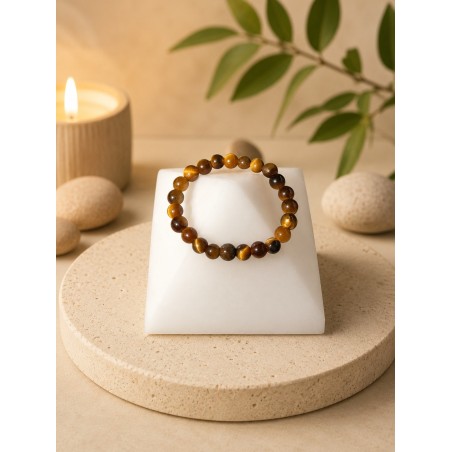 Anillo de ojo de tigre con goma ajustable
