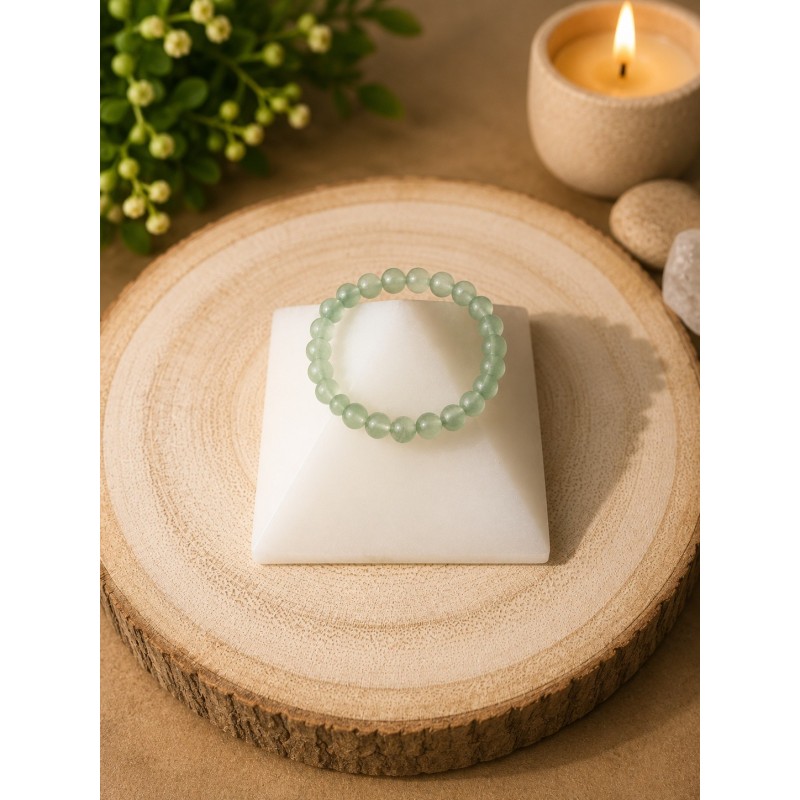 Anillo de aventurina verde con goma ajustable