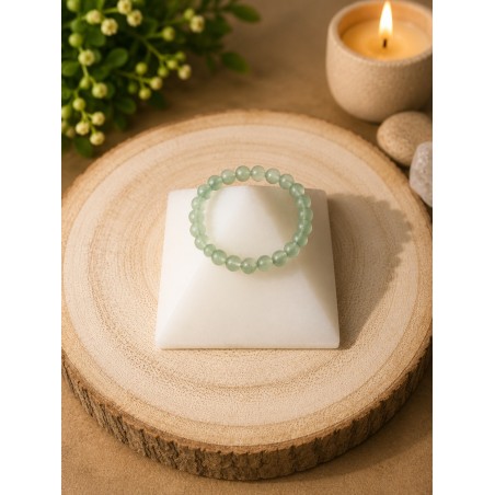 Anillo de aventurina verde con goma ajustable