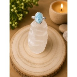 Anillo Ajustable de Plata de Ley 925 con Larimar Natural