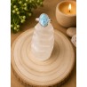 Anillo Ajustable de Plata de Ley 925 con Larimar Natural