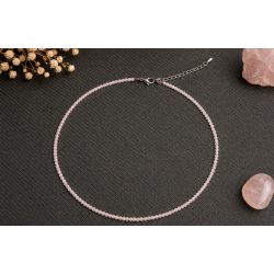 Gargantilla de cuarzo rosa de 2 mm