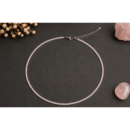 Gargantilla de cuarzo rosa de 2 mm
