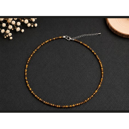 Gargantilla de ojo de tigre de 2 mm