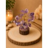 Árbol de alambre con amatista y base de madera