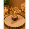 Árbol de alambre con jaspe amarillo y base de madera