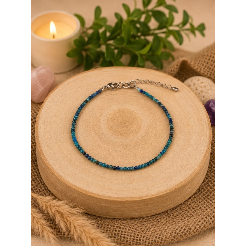 Pulsera de azurita con malaquita de 2 mm