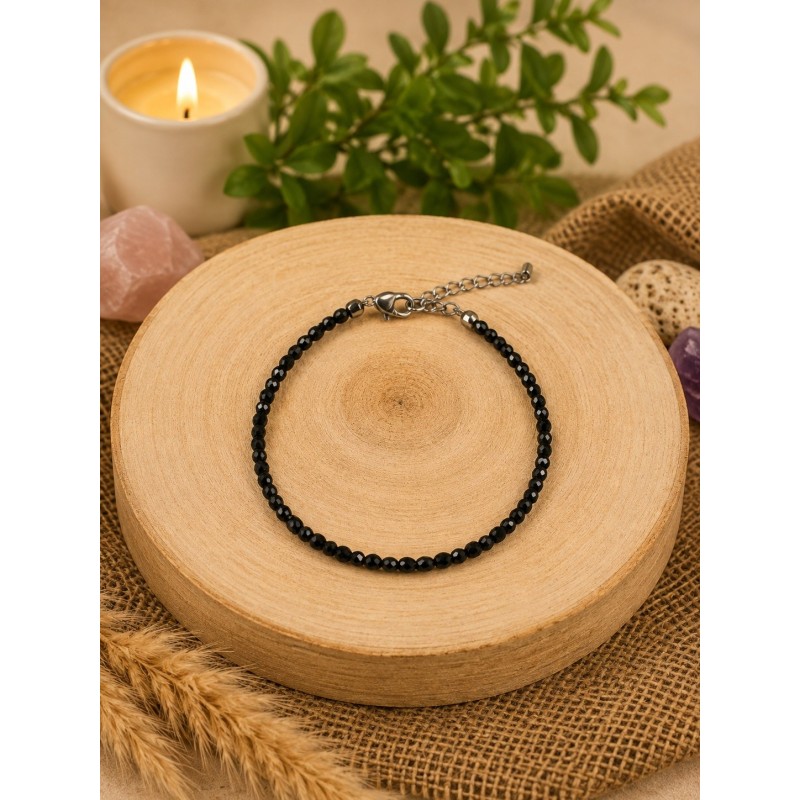 Pulsera de espinela negra de 2 mm
