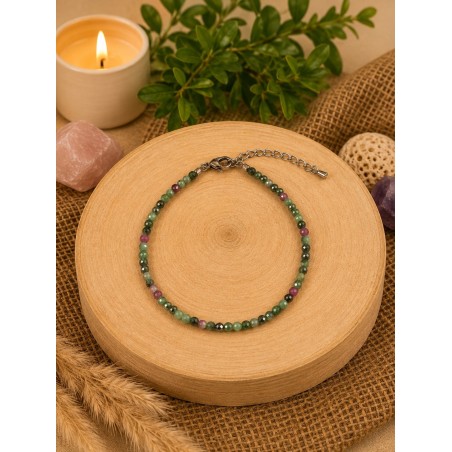 Pulsera de rubí con zoisita de 2 mm