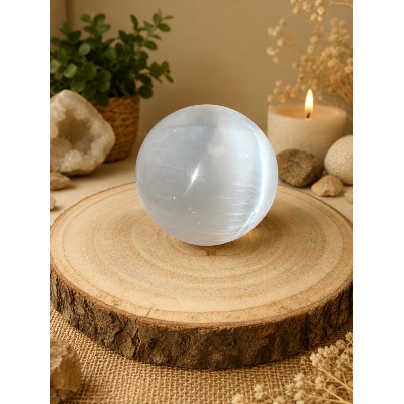 Esfera grande de selenita blanca