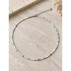 Gargantilla de Ágata Musgosa de 2 mm, 40–45 cm, con Cierre de Acero Inoxidable Hipoalergénico