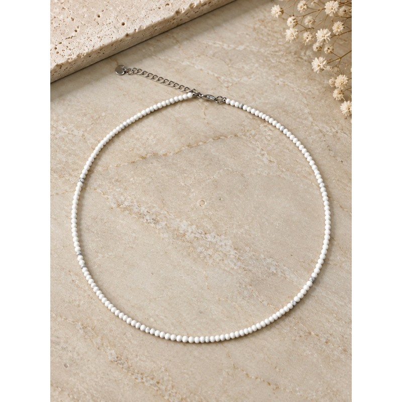 Gargantilla de Howlita de 2 mm, 40–45 cm, con Cierre de Acero Inoxidable Hipoalergénico
