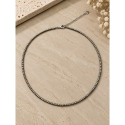 Gargantilla de Pirita de 2 mm, 40–45 cm, con Cierre de Acero Inoxidable Hipoalergénico