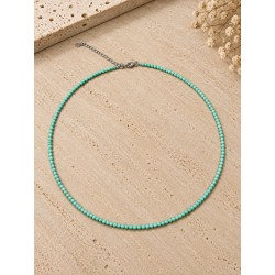 Gargantilla de Amazonita de 2 mm, 40–45 cm, con Cierre de Acero Inoxidable Hipoalergénico