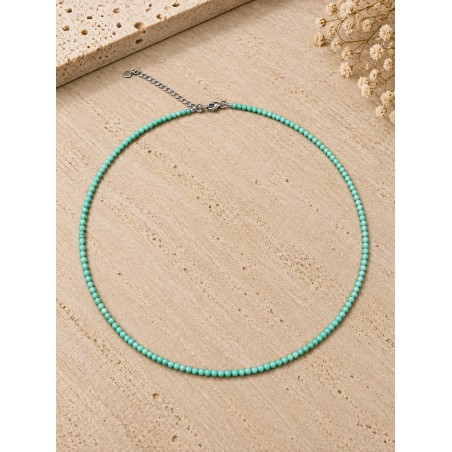 Gargantilla de Amazonita de 2 mm, 40–45 cm, con Cierre de Acero Inoxidable Hipoalergénico