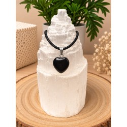 Colgante Corazón de Obsidiana de 1 cm con Engarce de Acero Inoxidable Hipoalergénico