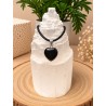 Colgante Corazón de Obsidiana de 1 cm con Engarce de Acero Inoxidable Hipoalergénico