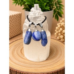 Colgante de Cuarzo Azul de 2 cm con Engarce de Acero Inoxidable Hipoalergénico