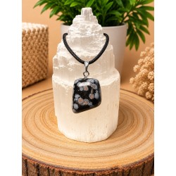 Colgante de Obsidiana Nevada de 2,5 cm con Engarce de Acero Inoxidable Hipoalergénico