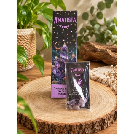 Incienso ritualizado de amatista con minerales