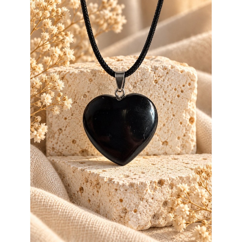 COLGANTE CORAZÓN DE TURMALINA NEGRA