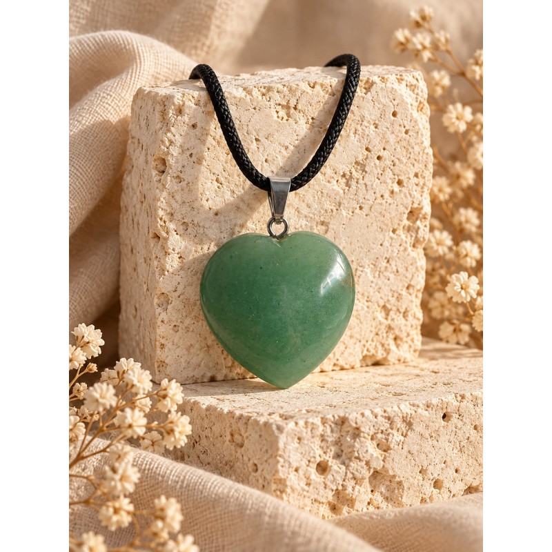 COLGANTE CORAZÓN DE CUARZO VERDE GRANDE