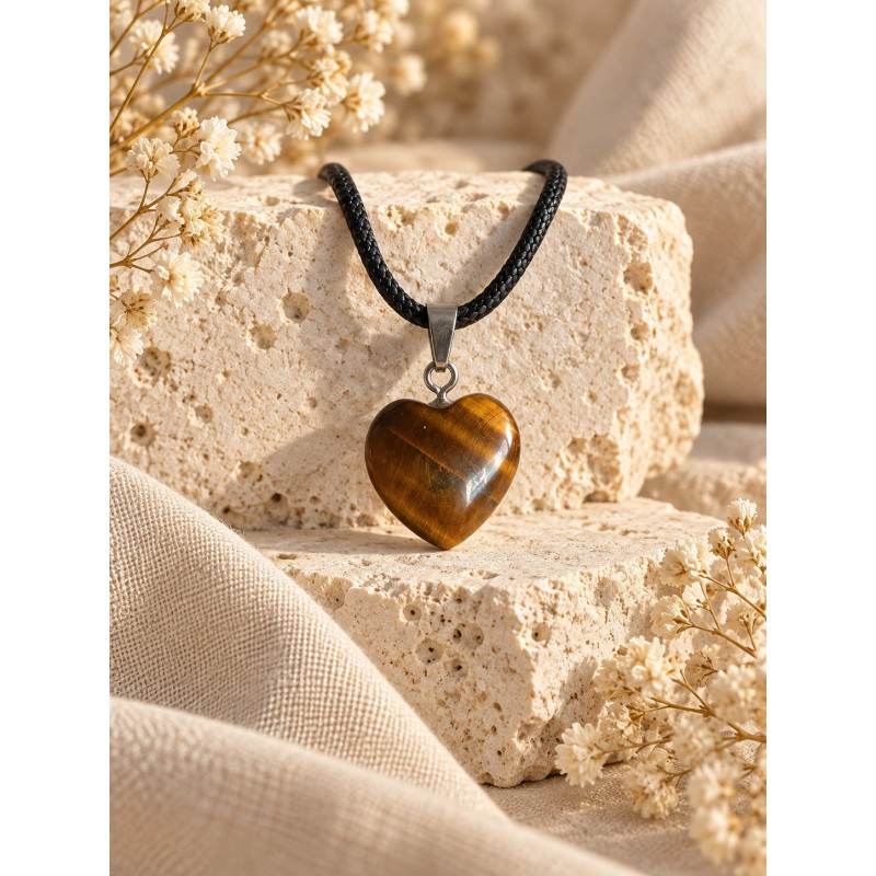 COLGANTE CORAZÓN DE OJO DE TIGRE