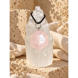 Colgante estrella de seis puntas de cuarzo rosa calidad extra