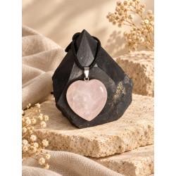 Colgante corazón de cuarzo rosa calidad extra