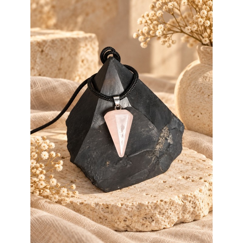 Colgante péndulo de cuarzo rosa