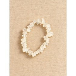 Pulsera chips de cuarzo lechoso elástica