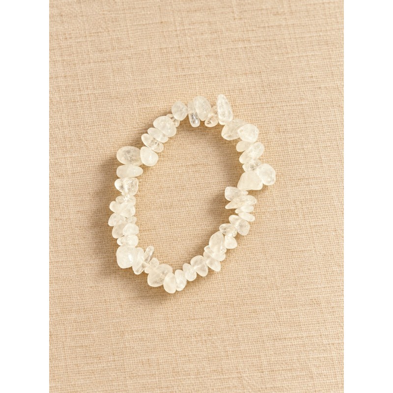 Pulsera chips de cuarzo lechoso elástica
