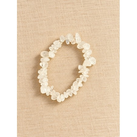 Pulsera chips de cuarzo lechoso elástica