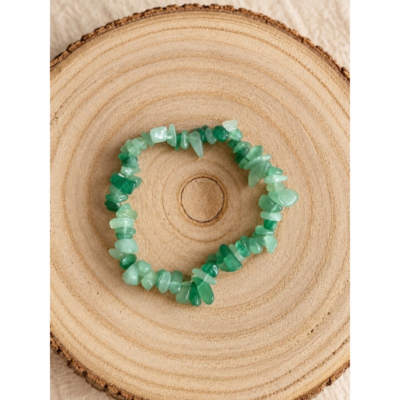Pulsera chips de cuarzo verde elástica